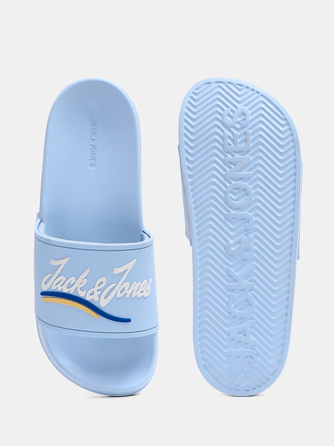 Light Blue Cursive Logo Pool Sliders