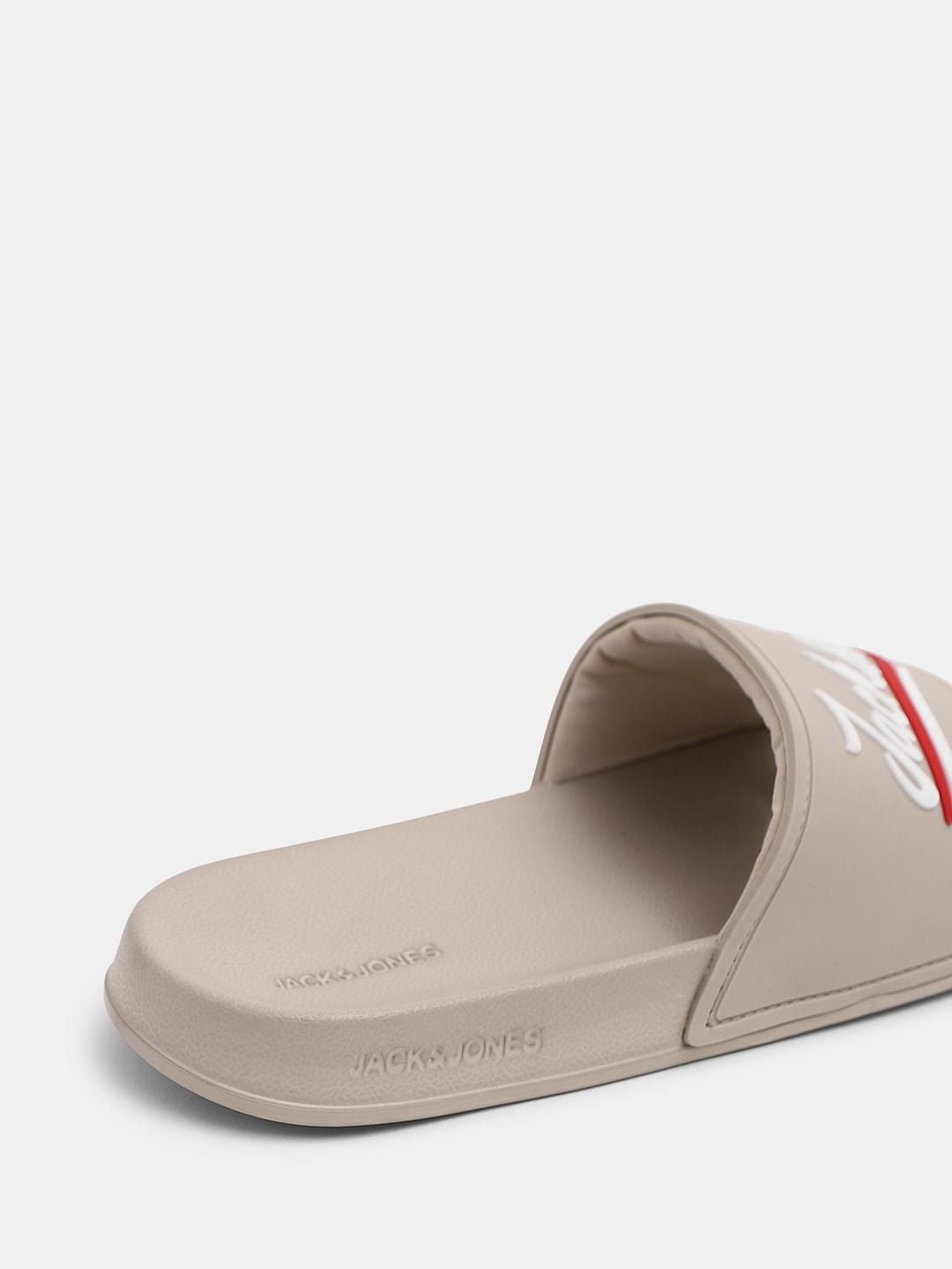 Beige Cursive Logo Pool Sliders