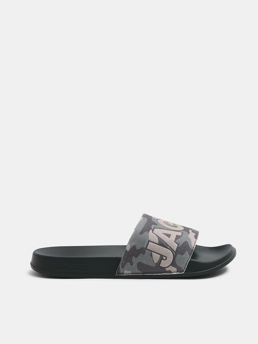 Green Camo Embroidered Logo Pool Sliders