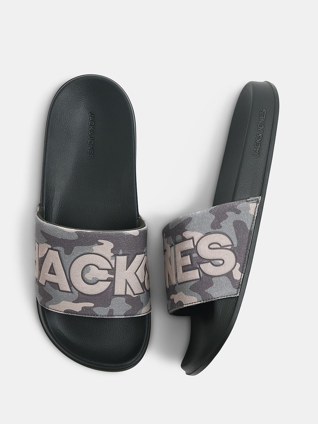 Green Camo Embroidered Logo Pool Sliders