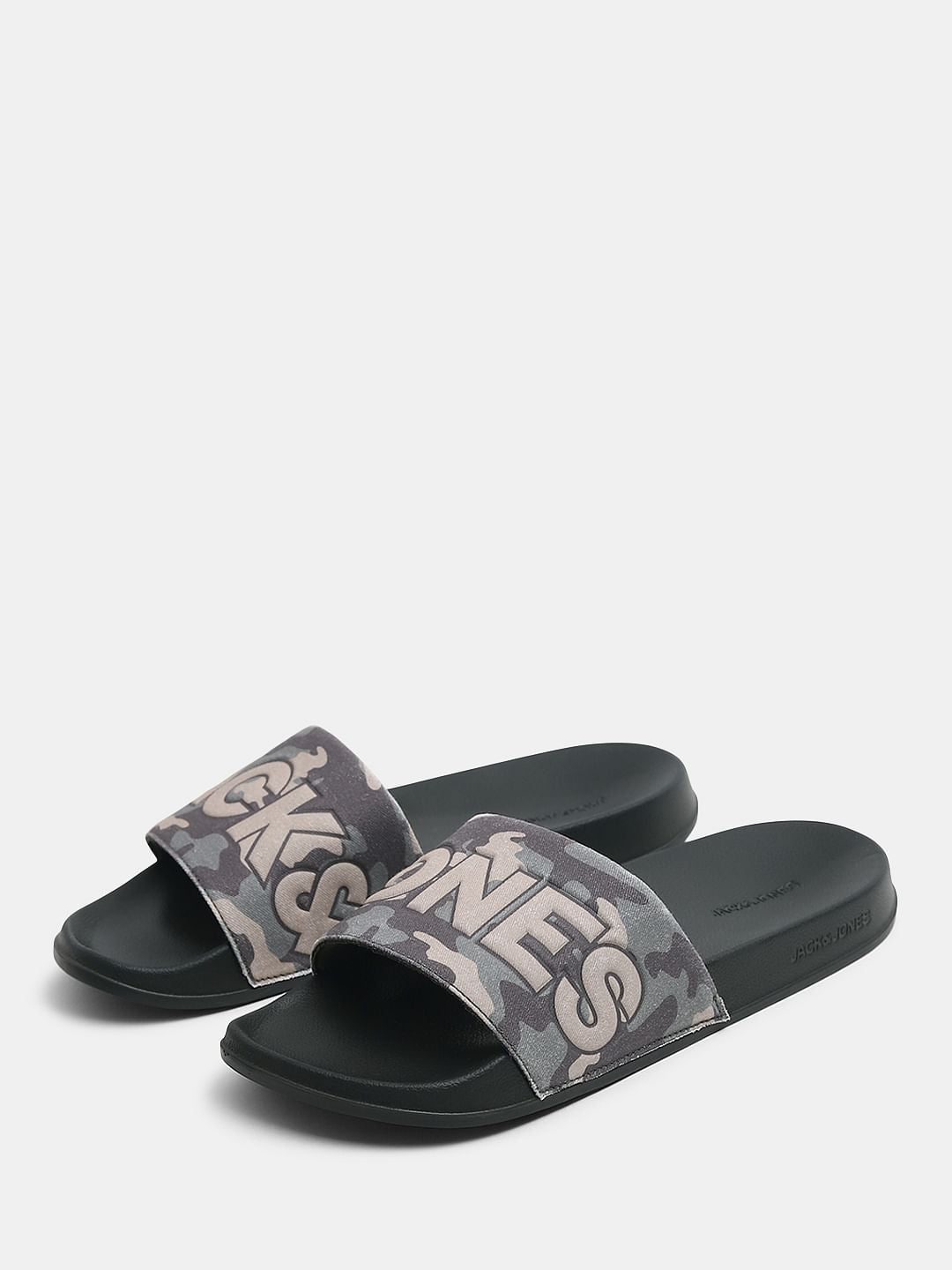 Green Camo Embroidered Logo Pool Sliders