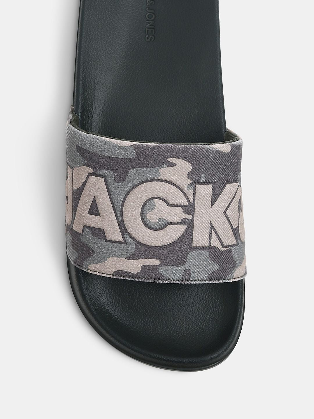 Green Camo Embroidered Logo Pool Sliders