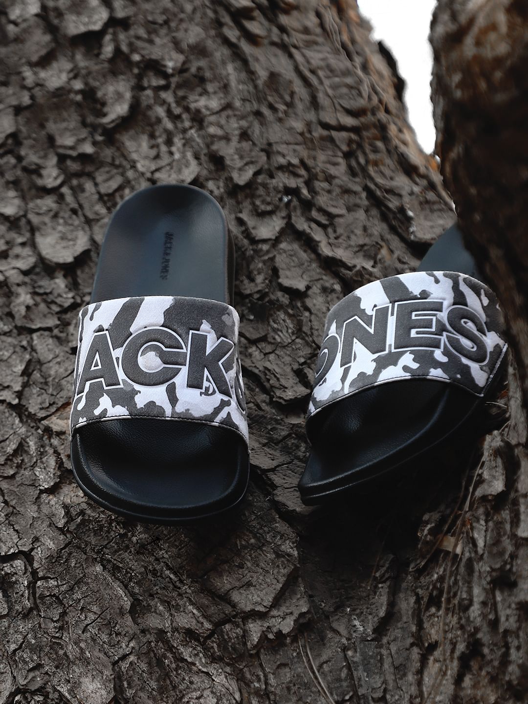 Black Camo Embroidered Logo Pool Sliders