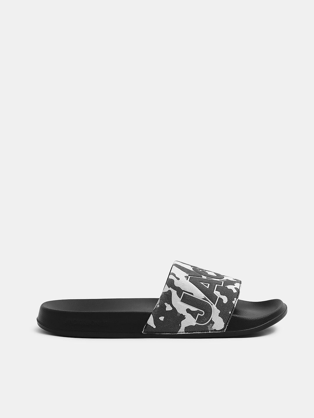 Black Camo Embroidered Logo Pool Sliders