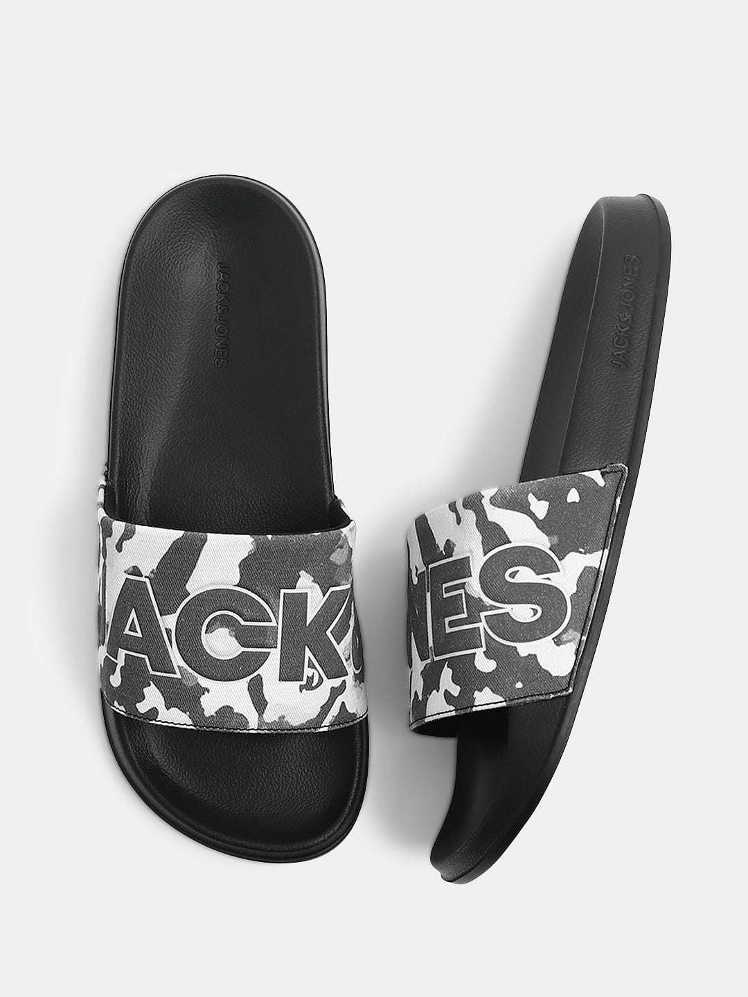 Black Camo Embroidered Logo Pool Sliders
