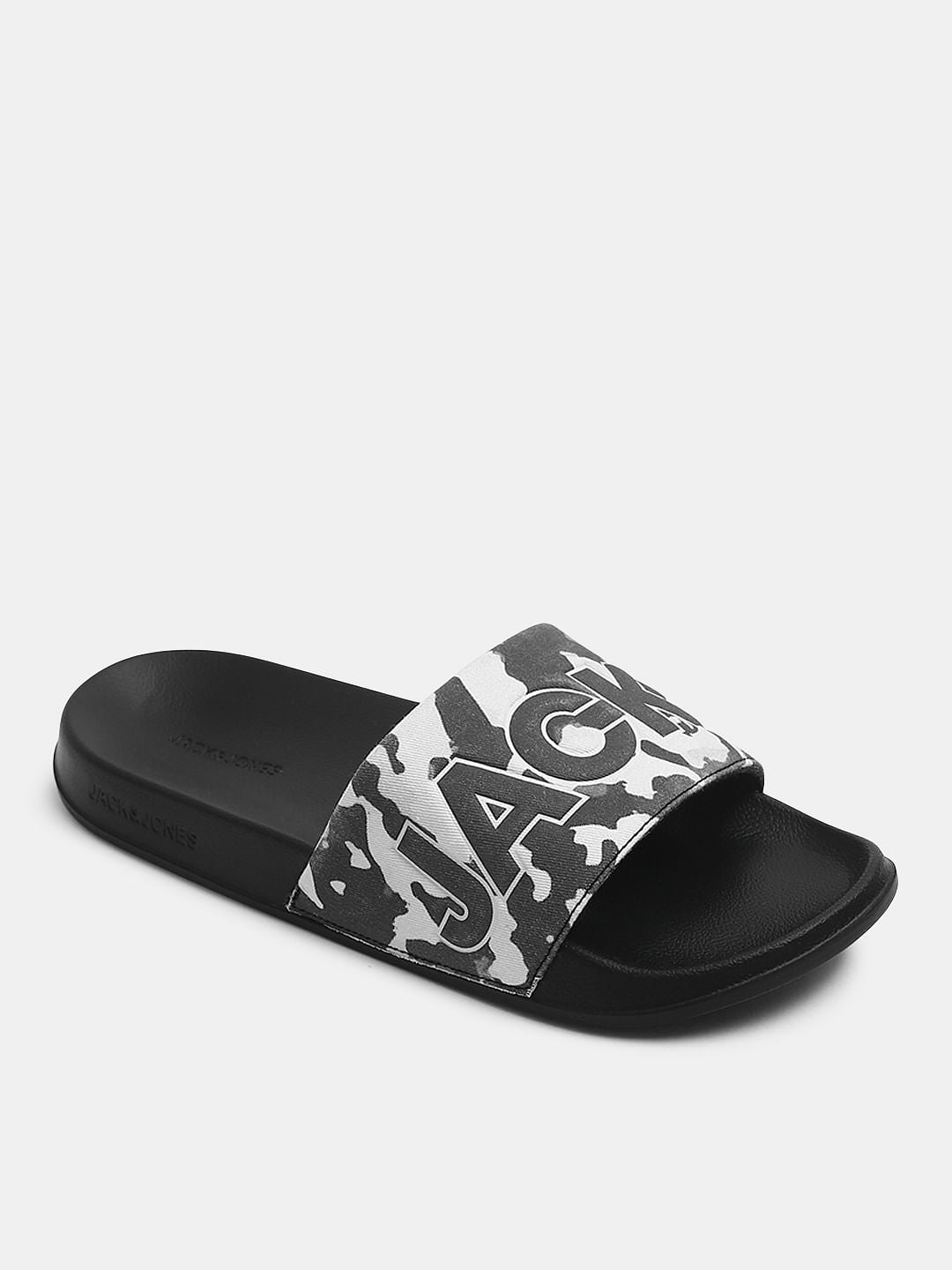 Black Camo Embroidered Logo Pool Sliders