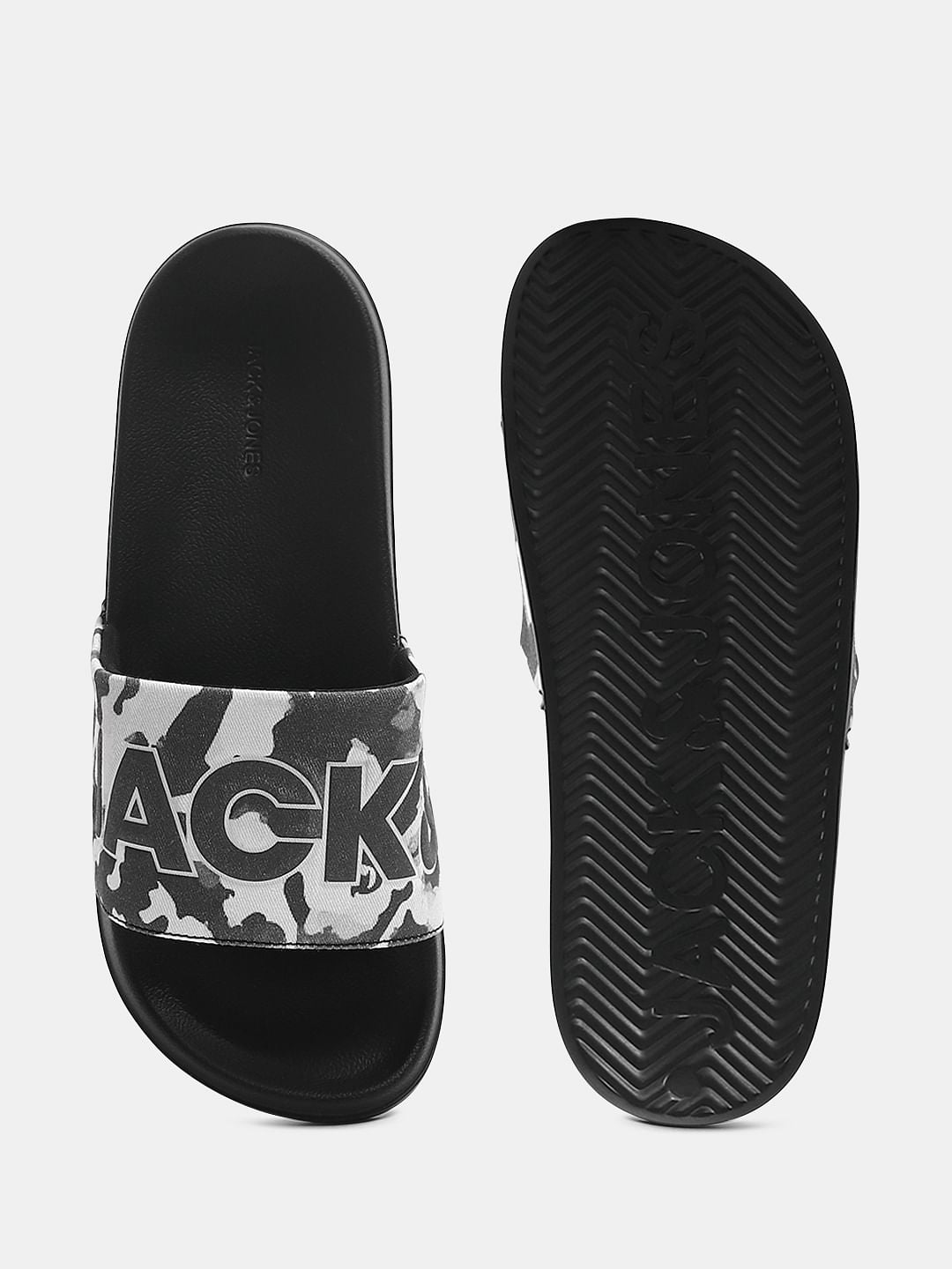 Black Camo Embroidered Logo Pool Sliders