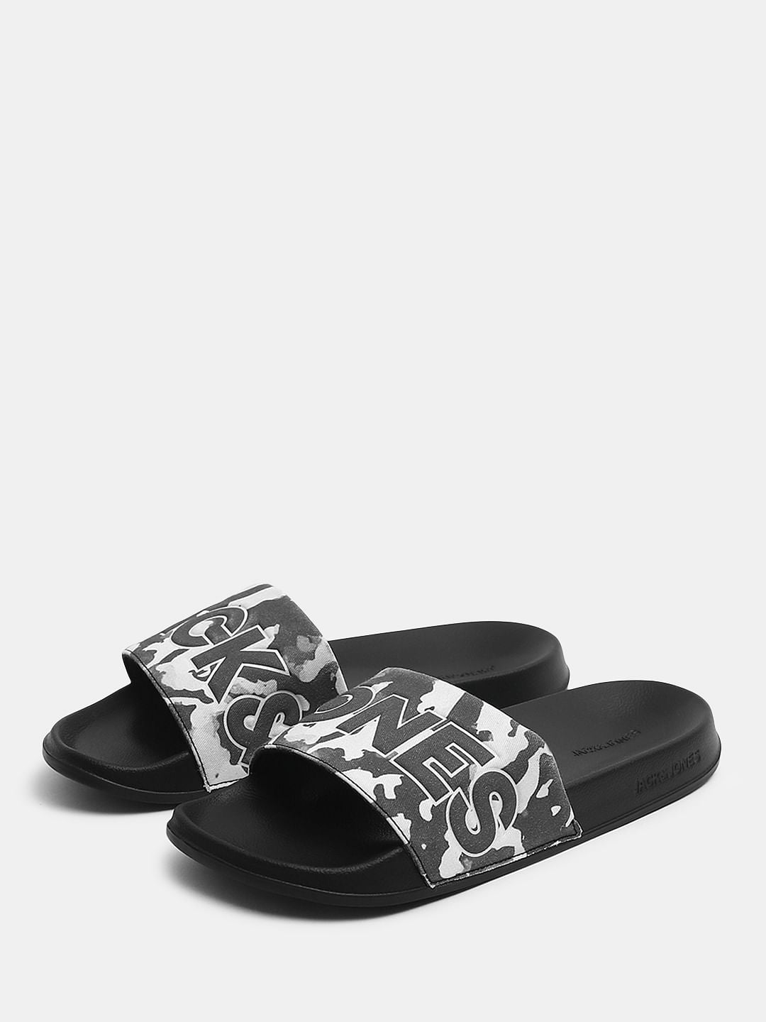 Black Camo Embroidered Logo Pool Sliders