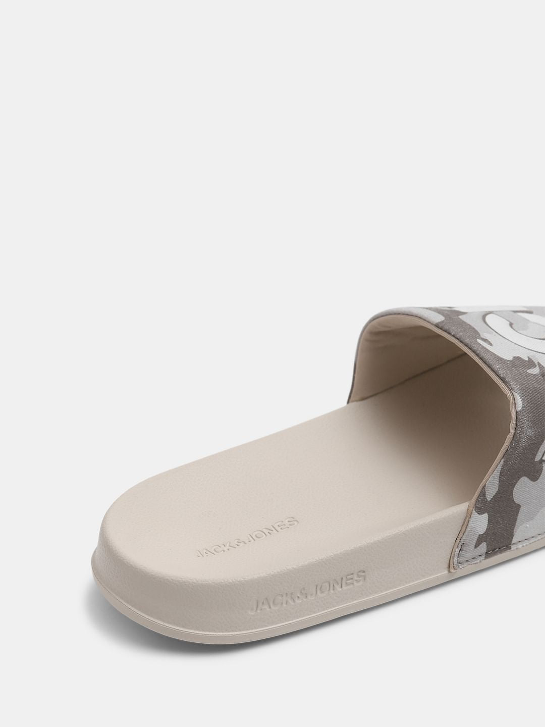 Beige Camo Embroidered Logo Pool Sliders