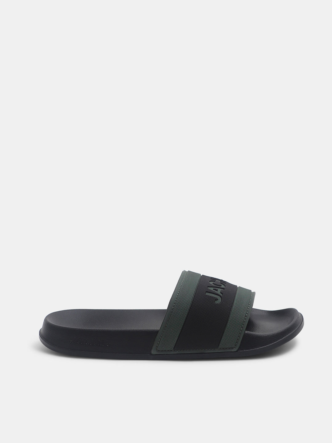 Black Logo Print Pool Sliders