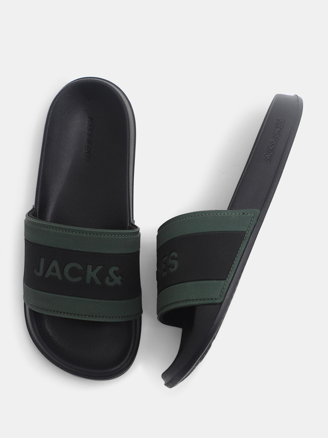 Black Logo Print Pool Sliders