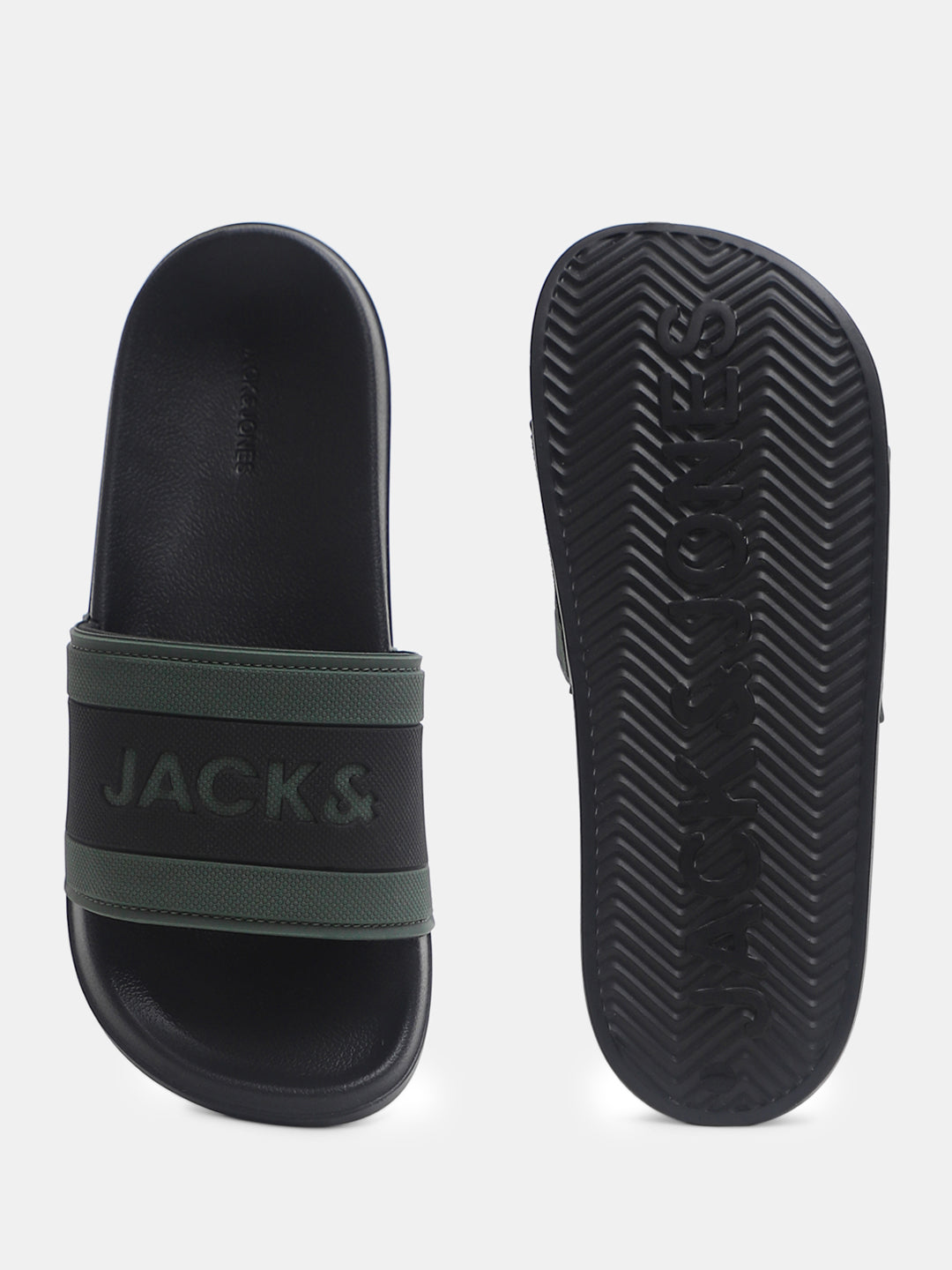 Black Logo Print Pool Sliders