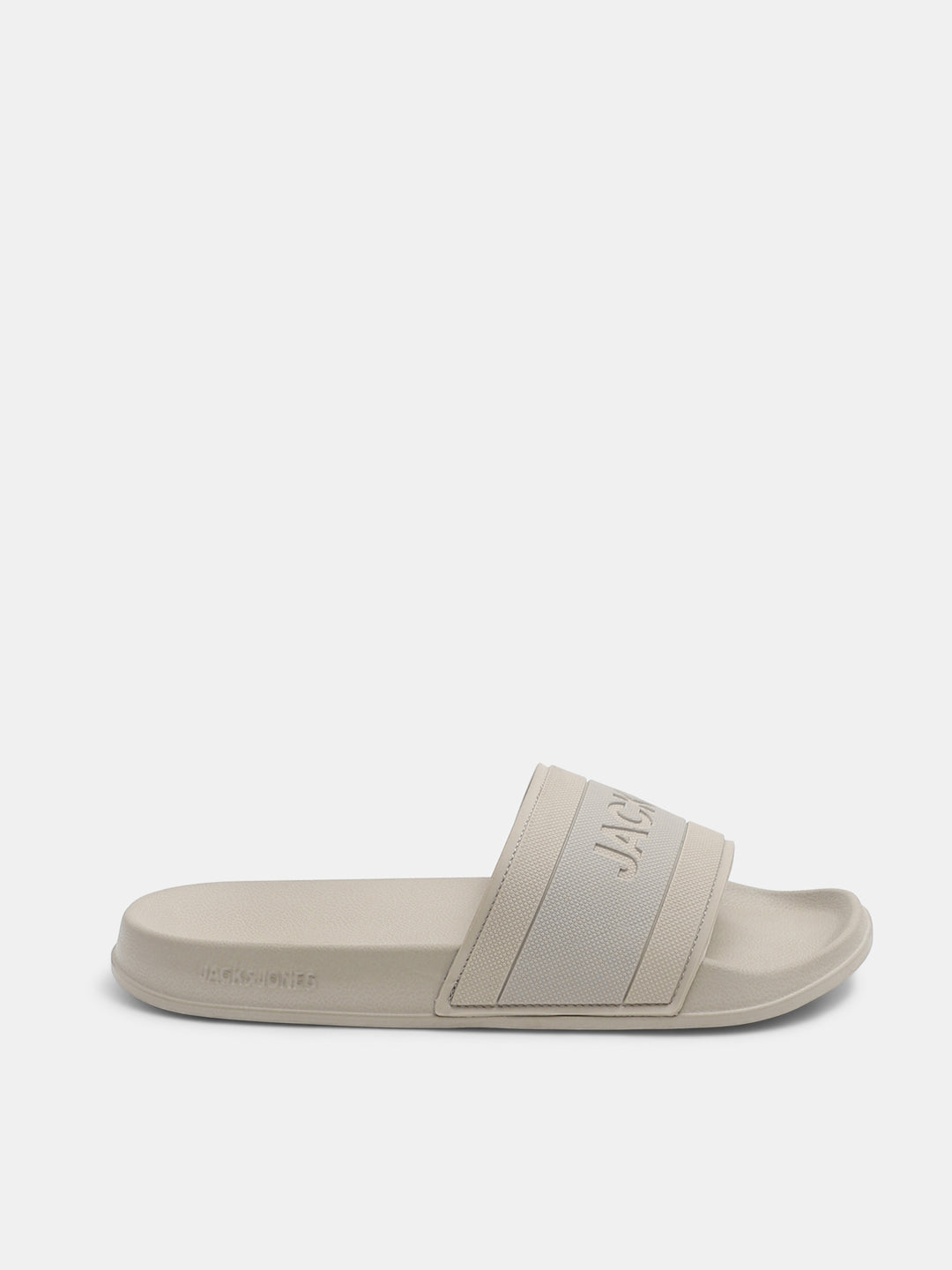 Beige Logo Print Pool Sliders