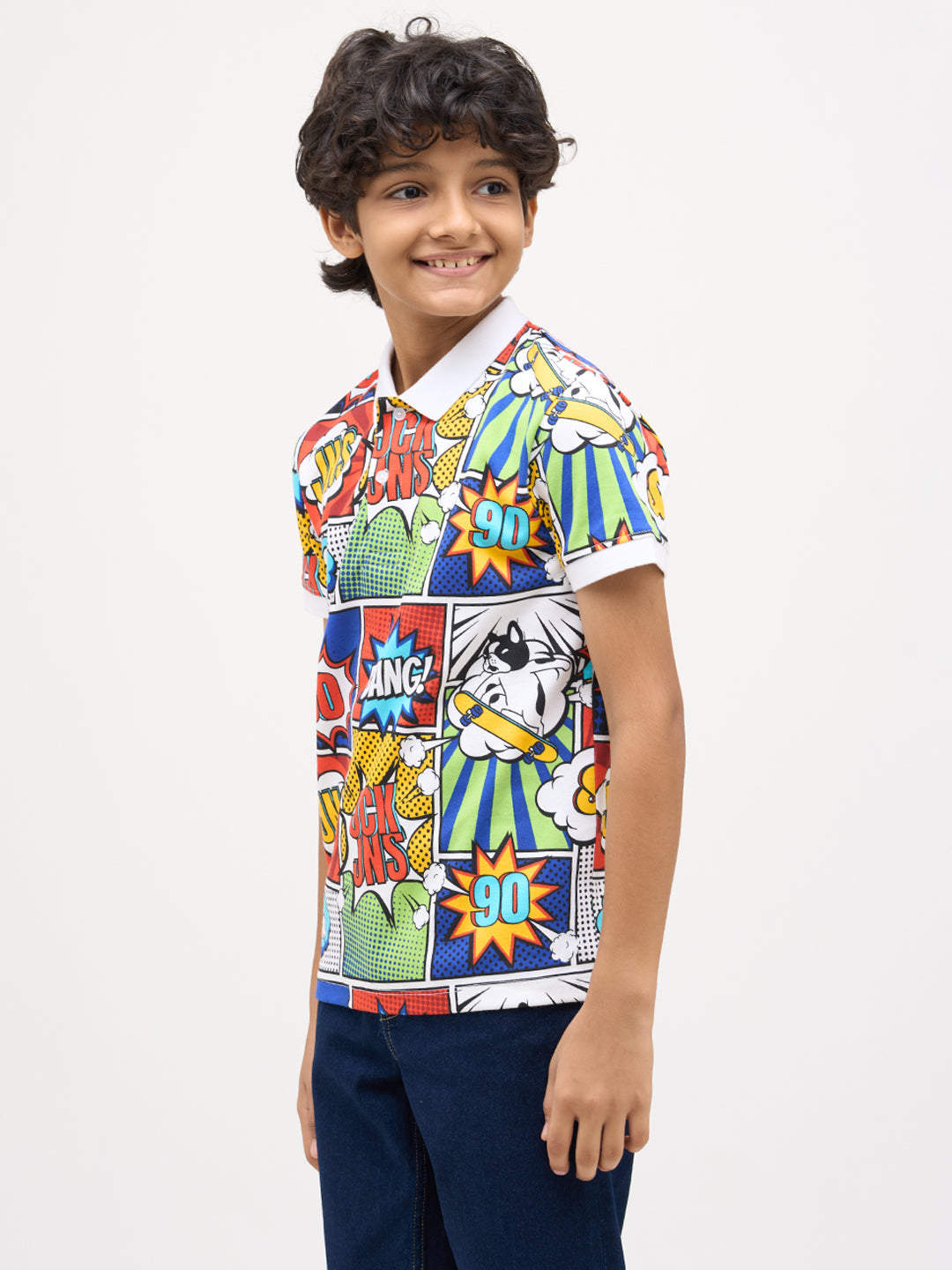 Boys Comic Strip Print Polo