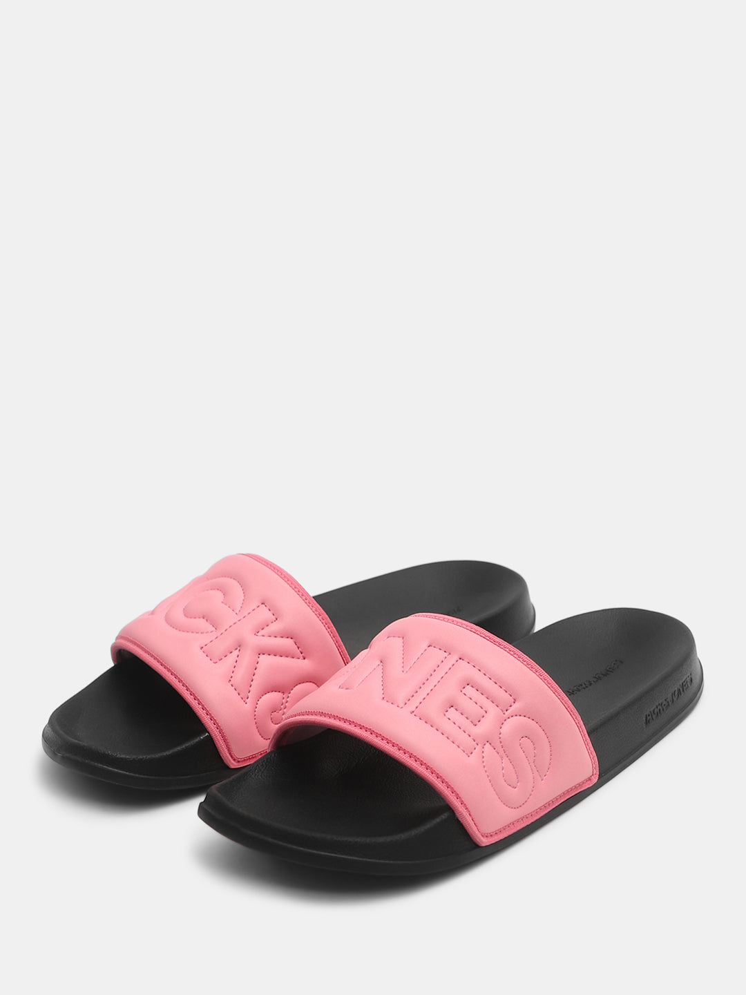 Pink Quilted Logo Pool Sliders