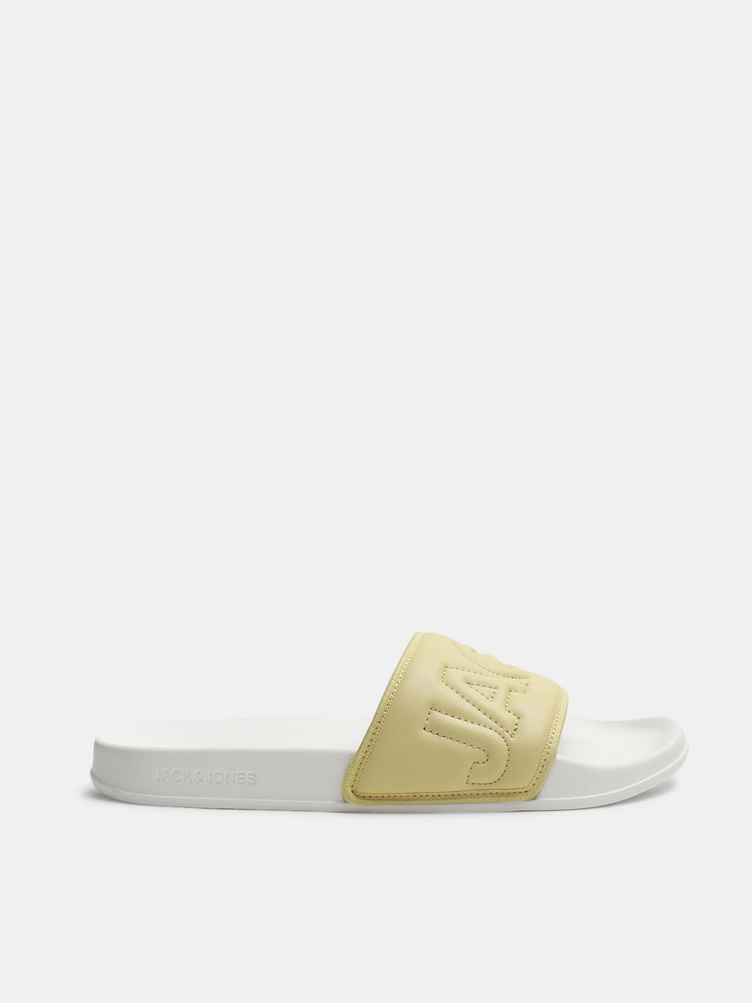 Yellow Stitch Logo Quilted Pool Sliders
