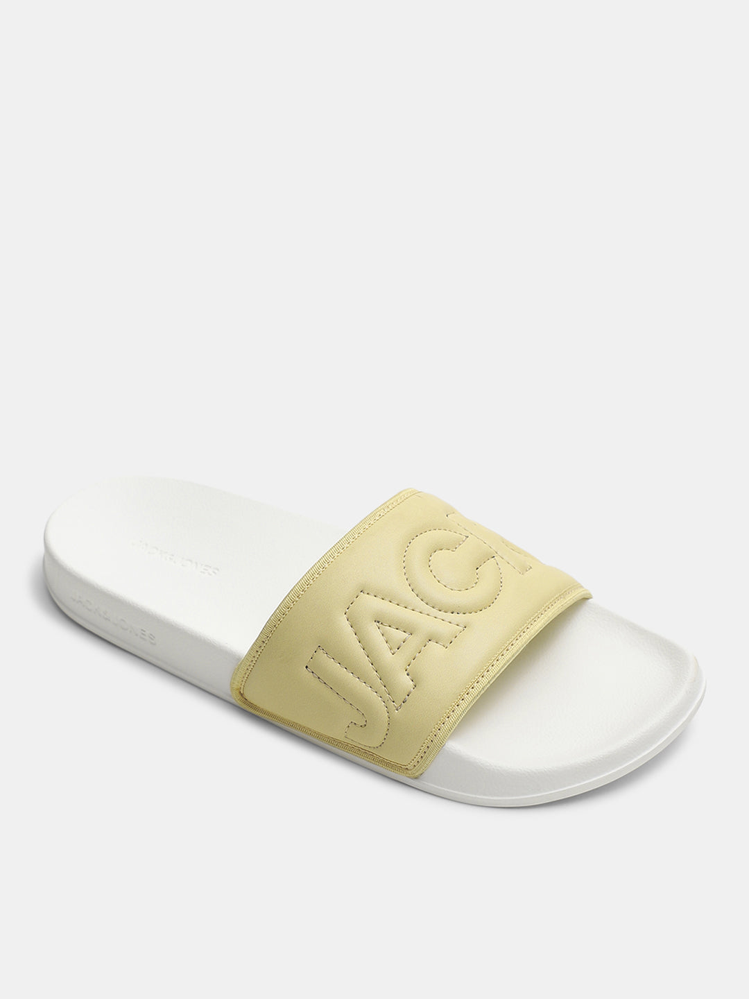 Yellow Stitch Logo Quilted Pool Sliders