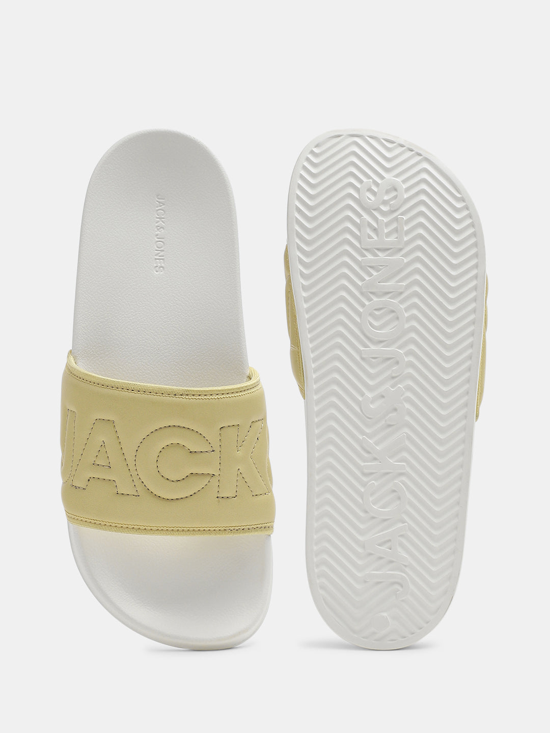 Yellow Stitch Logo Quilted Pool Sliders