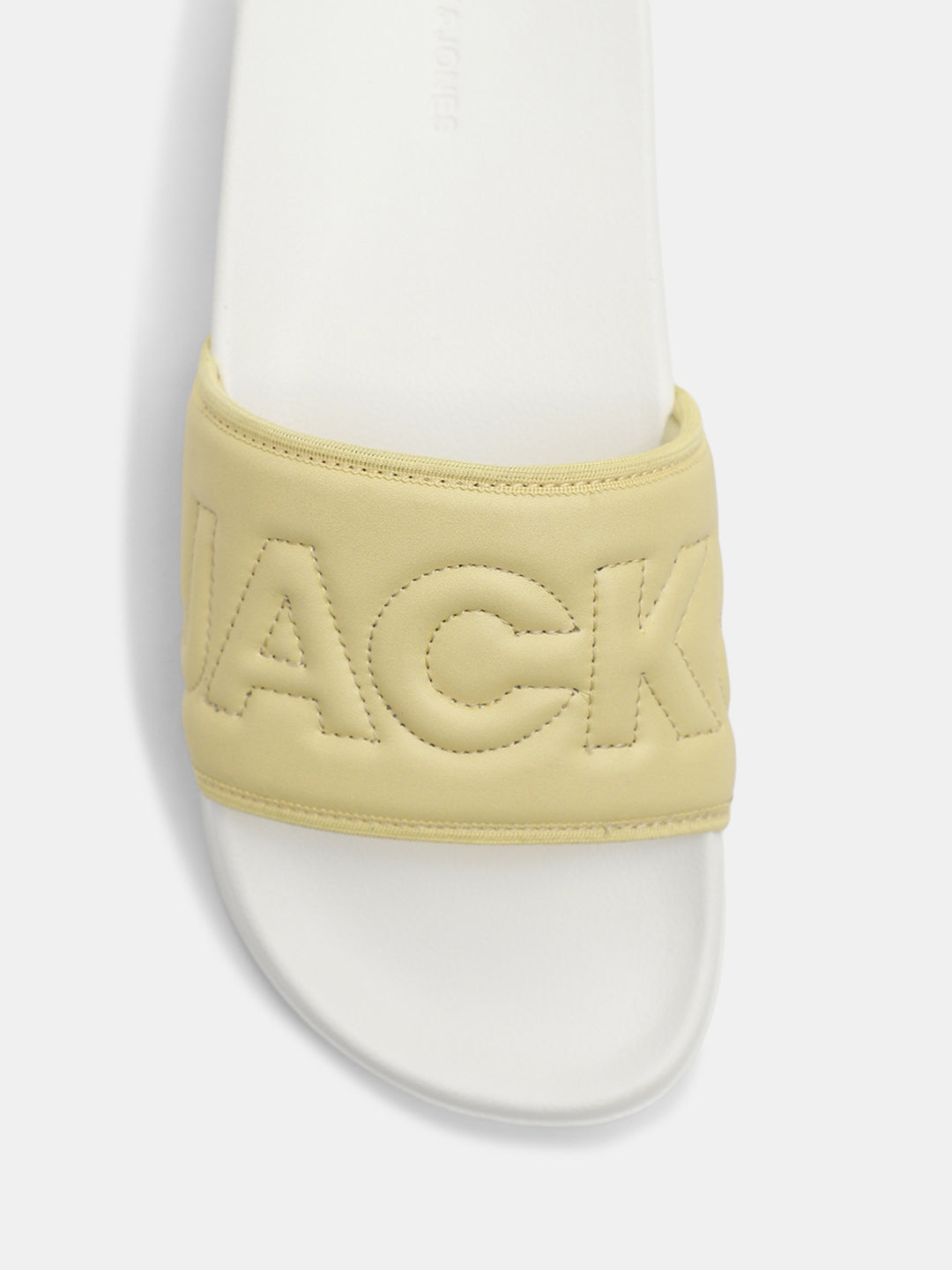 Yellow Stitch Logo Quilted Pool Sliders