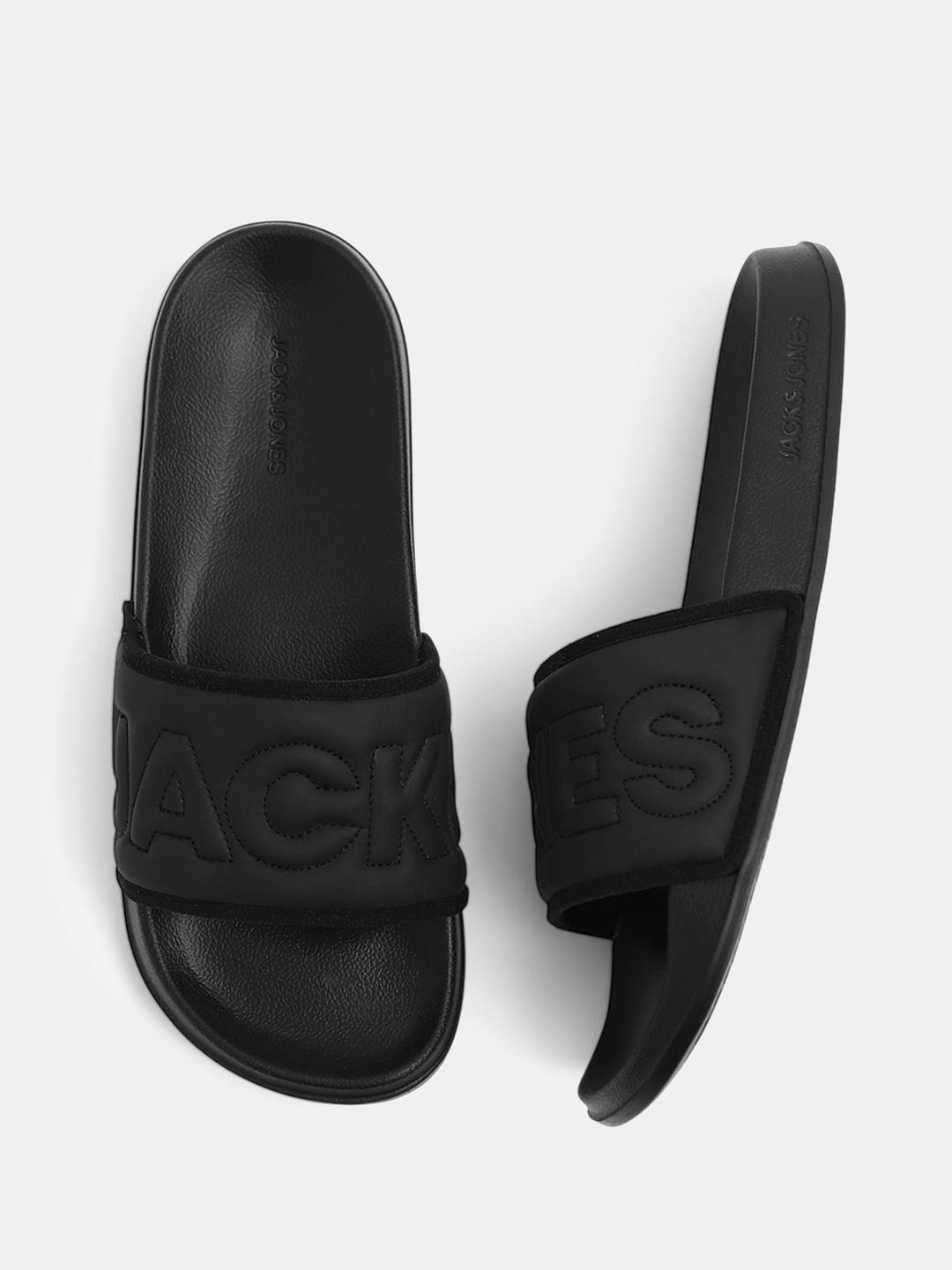 Black Quilted Logo Pool Sliders