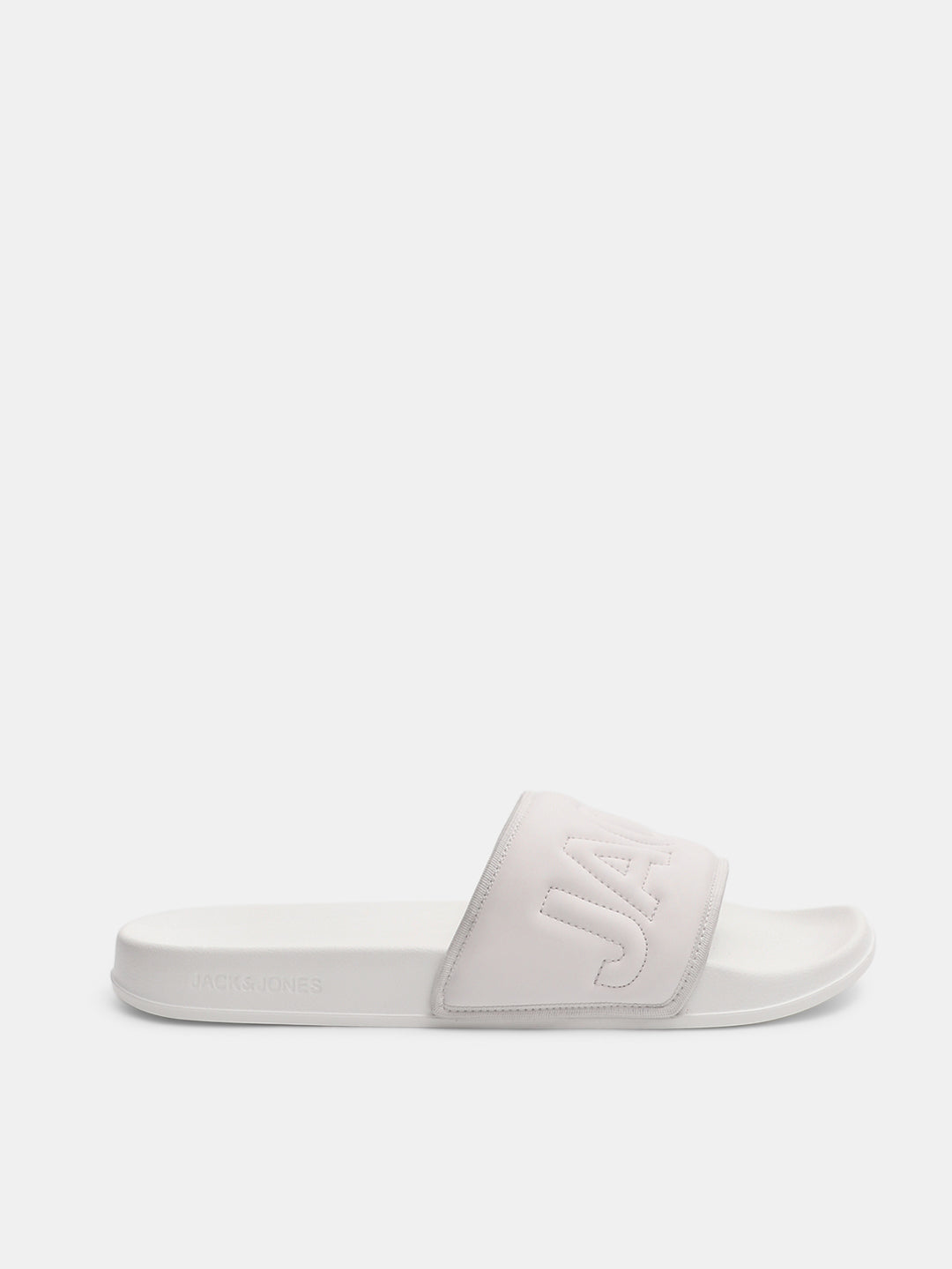 White Quilted Logo Pool Sliders