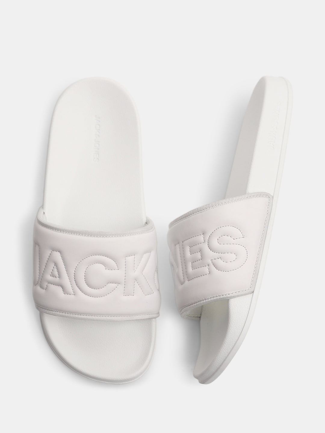 White Quilted Logo Pool Sliders