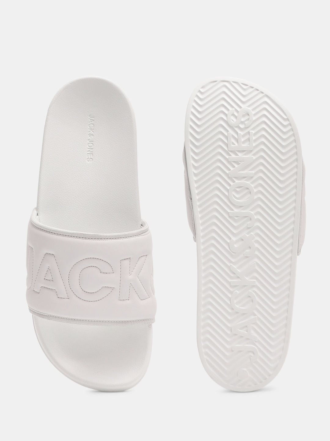 White Quilted Logo Pool Sliders