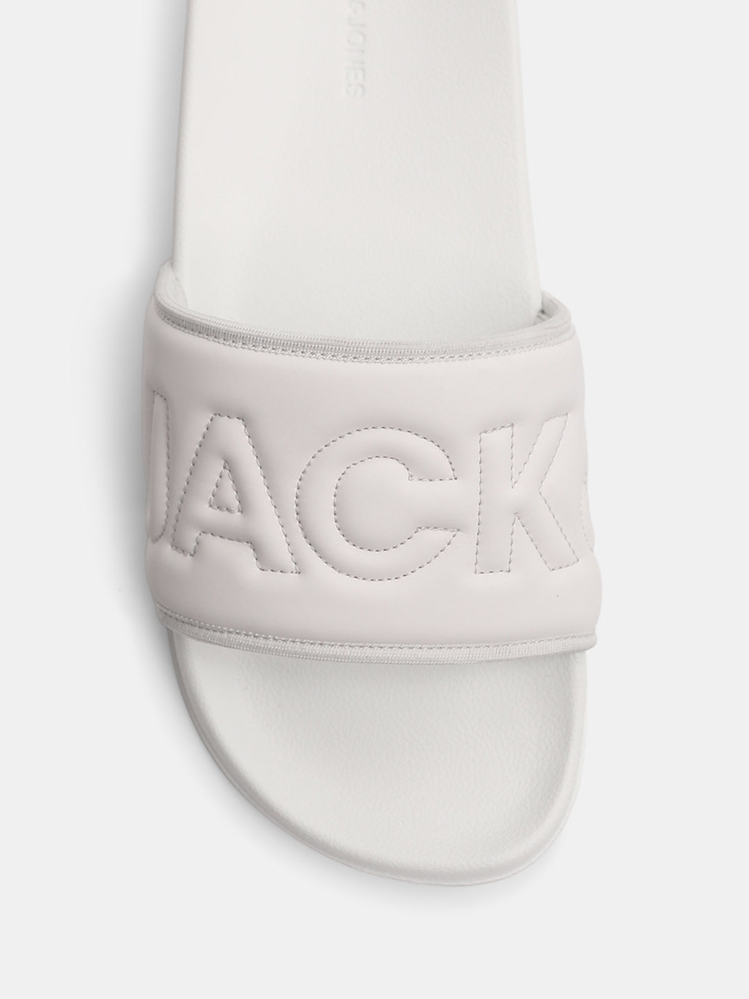 White Quilted Logo Pool Sliders