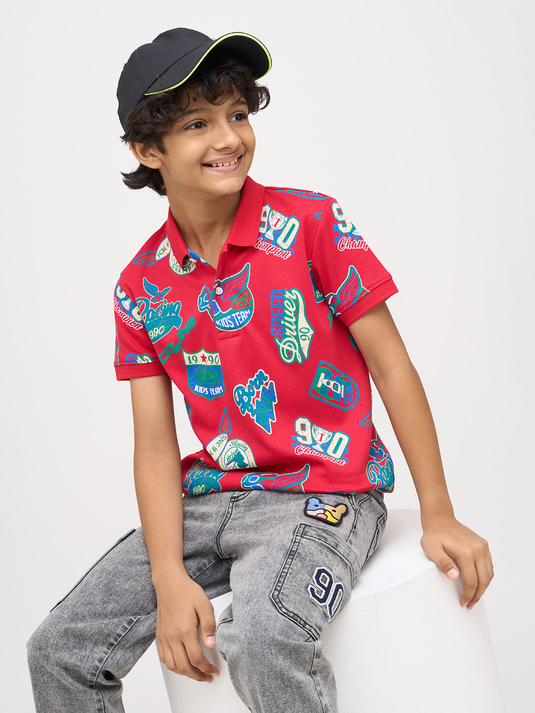 Boys Printed Cotton Polo