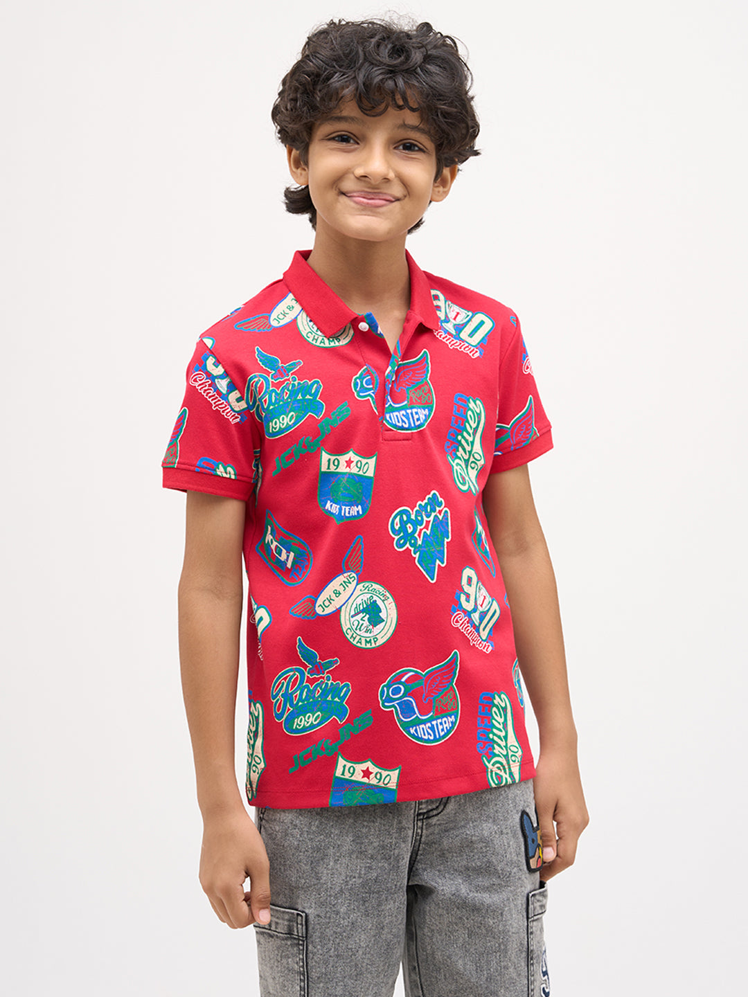 Boys Printed Cotton Polo