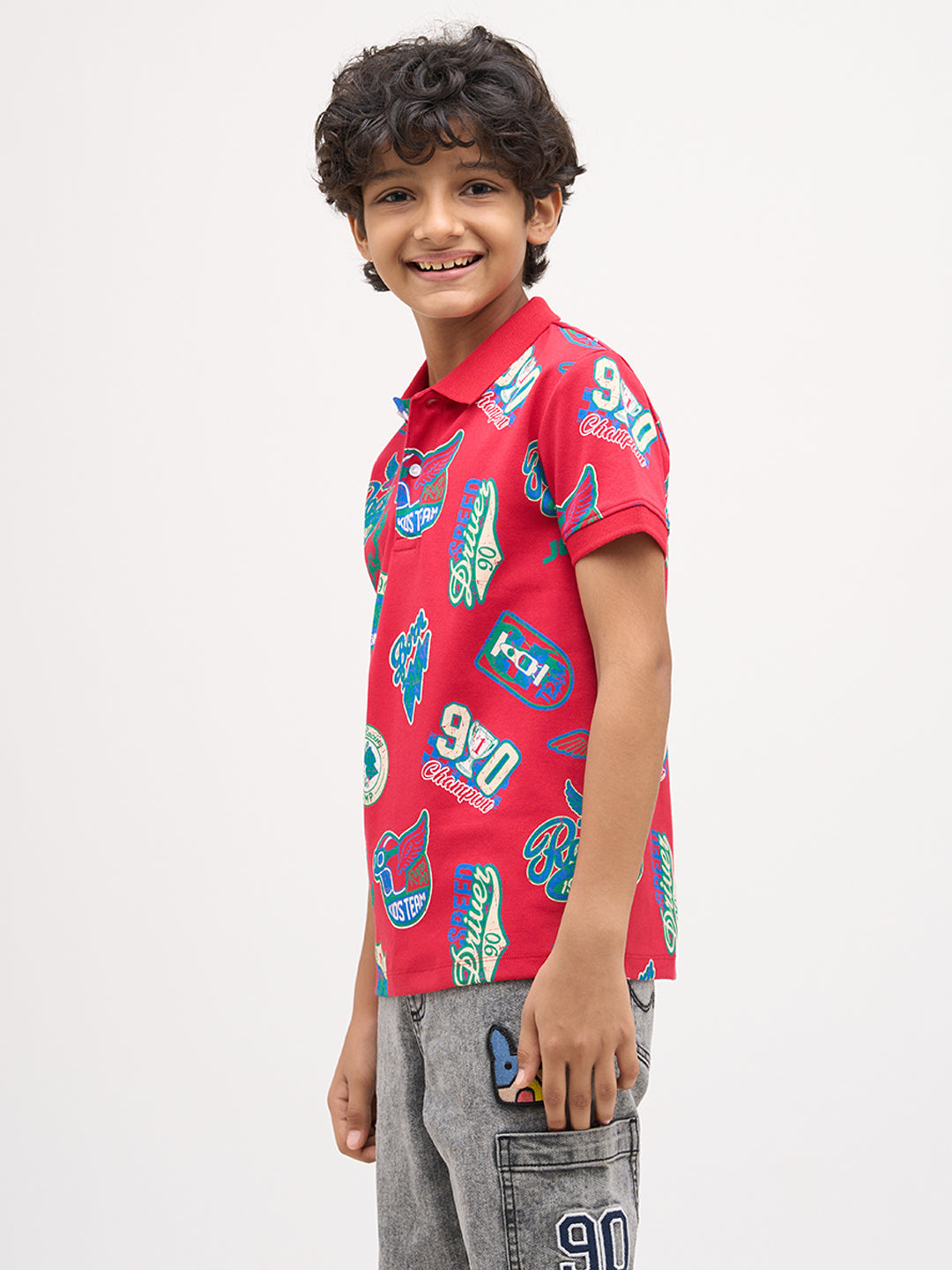 Boys Printed Cotton Polo