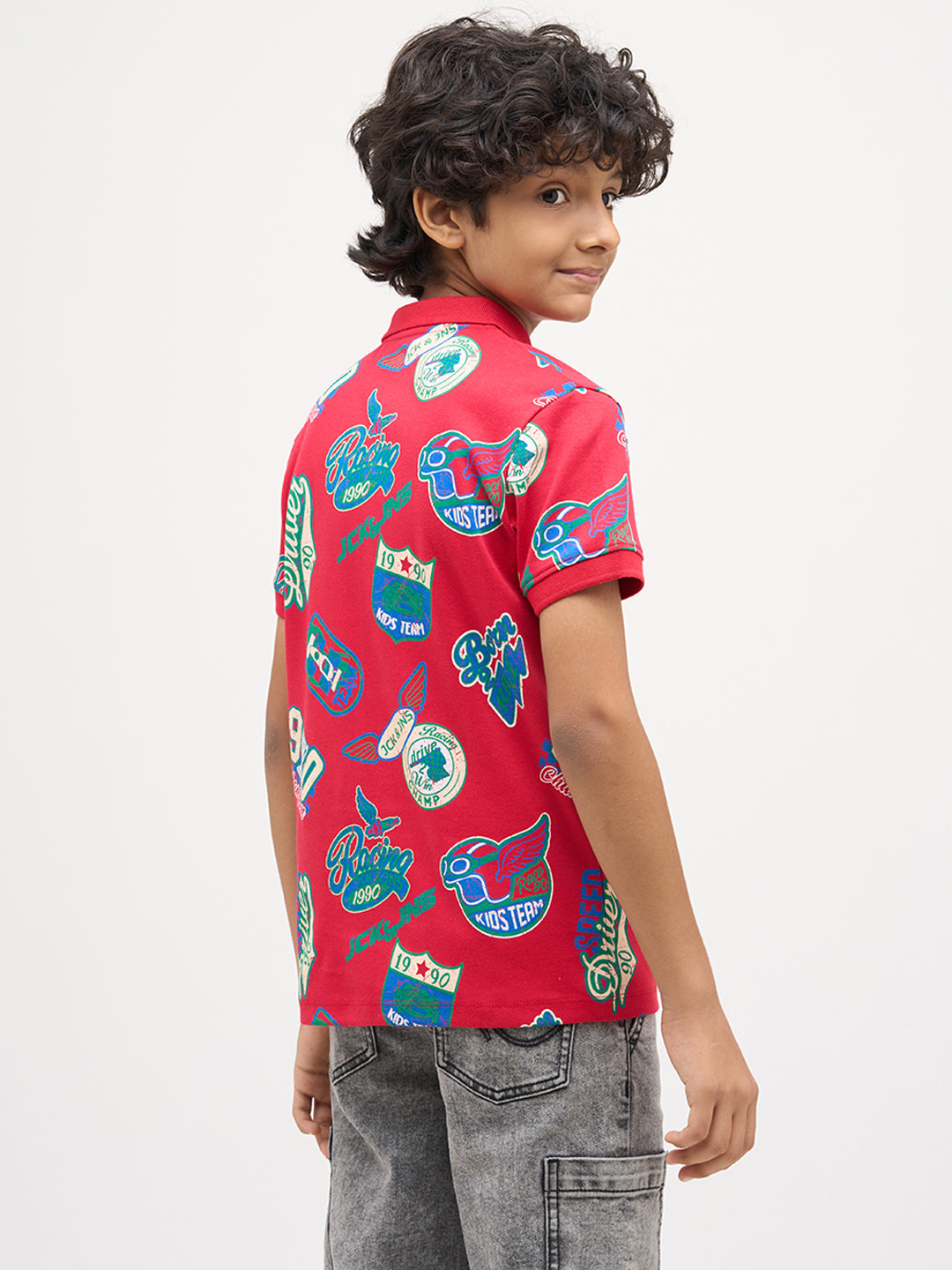 Boys Printed Cotton Polo