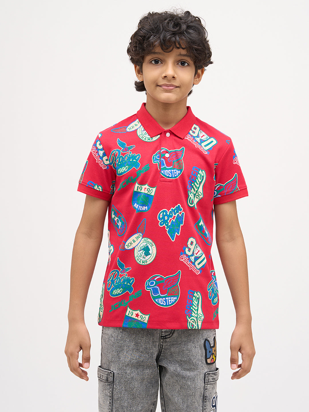 Boys Printed Cotton Polo