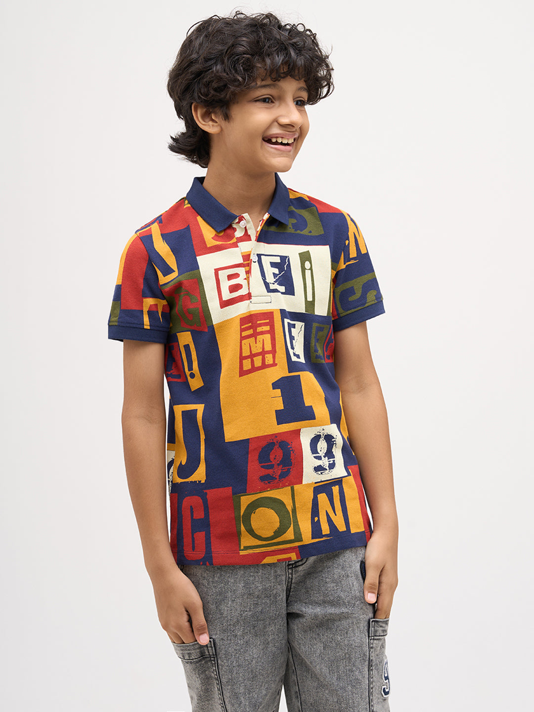 Boys Typographic Print Polo