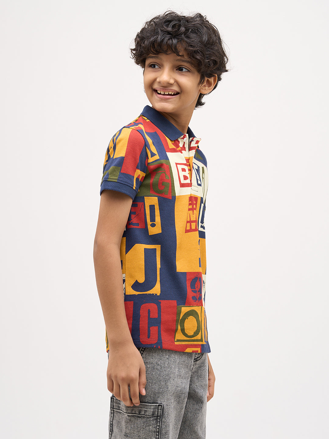 Boys Typographic Print Polo