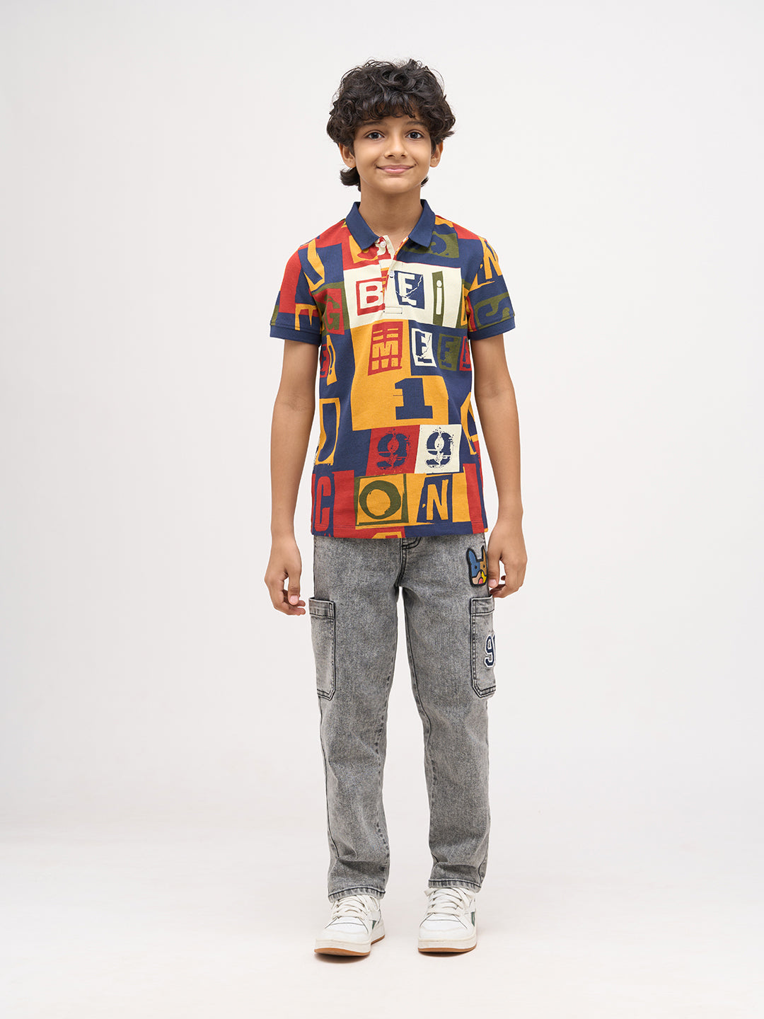 Boys Typographic Print Polo