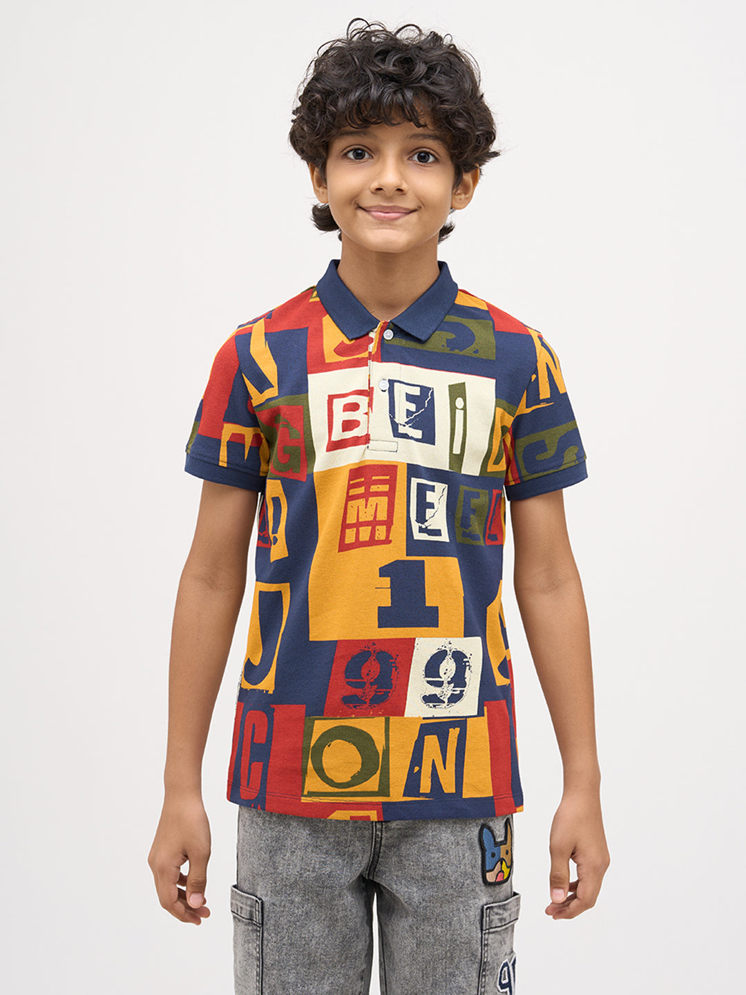Boys Typographic Print Polo