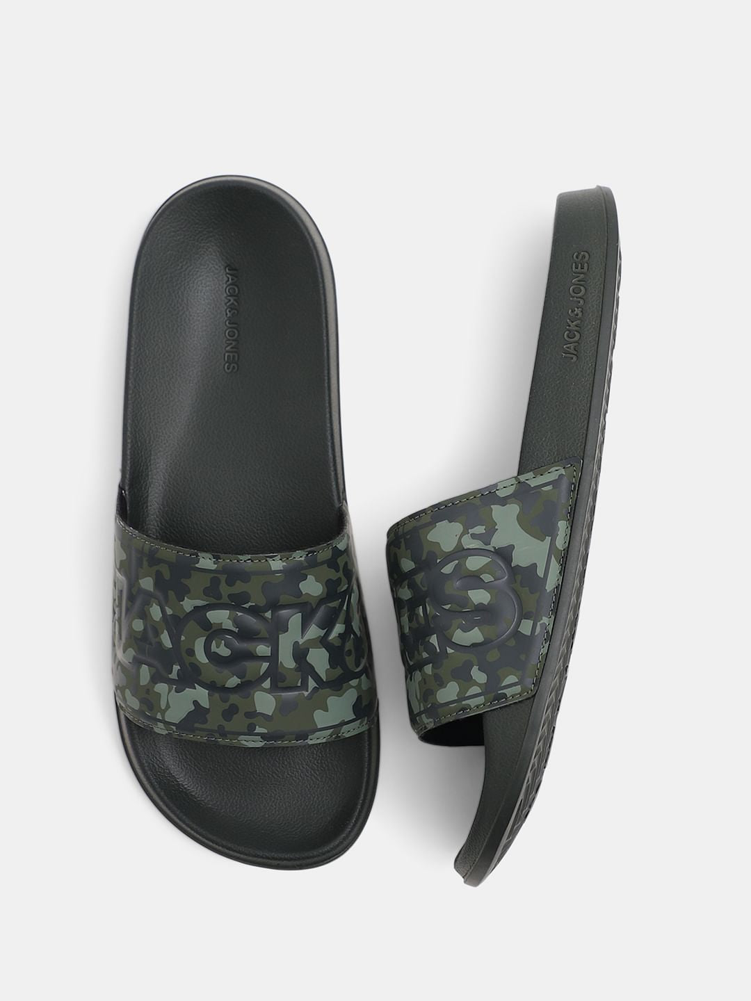 Green Camo Print Pool Sliders