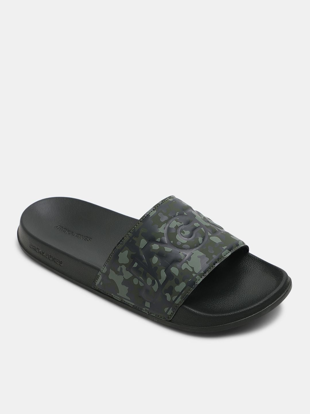 Green Camo Print Pool Sliders