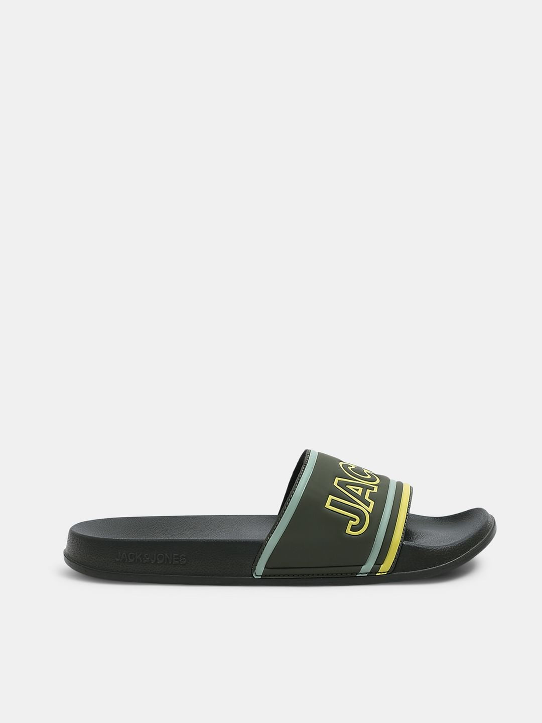 Olive Contrast Logo Pool Sliders