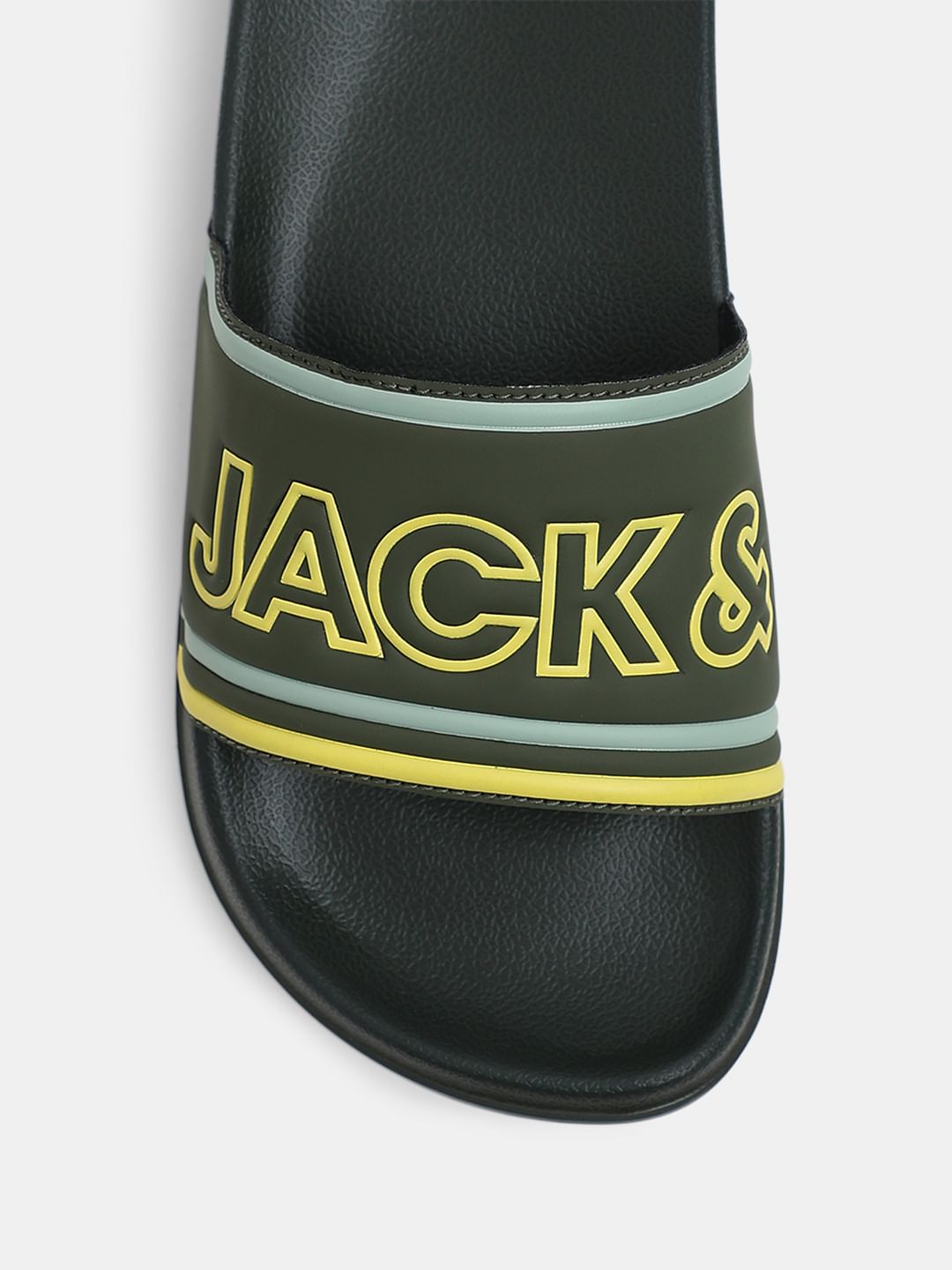 Olive Contrast Logo Pool Sliders