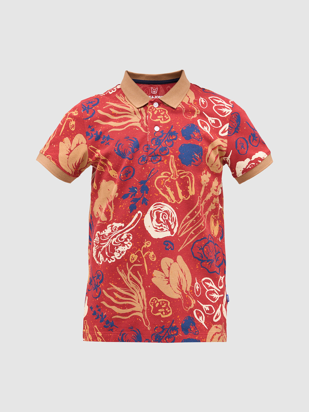 Boys Red Veggies Print Polo