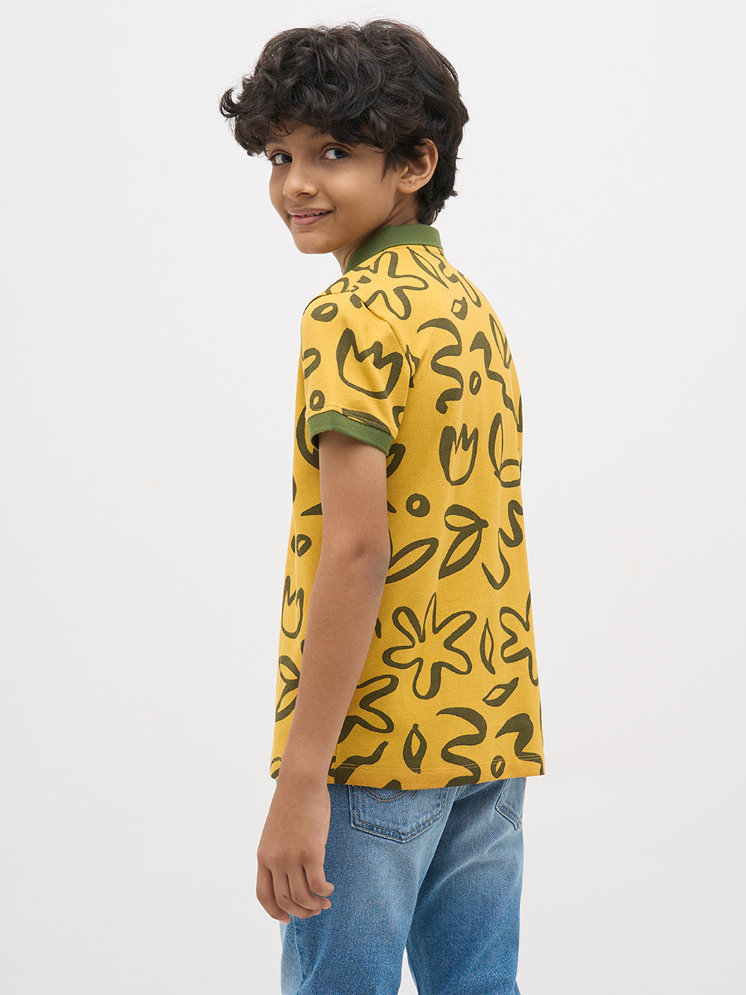 Yellow Printed Cotton Polo