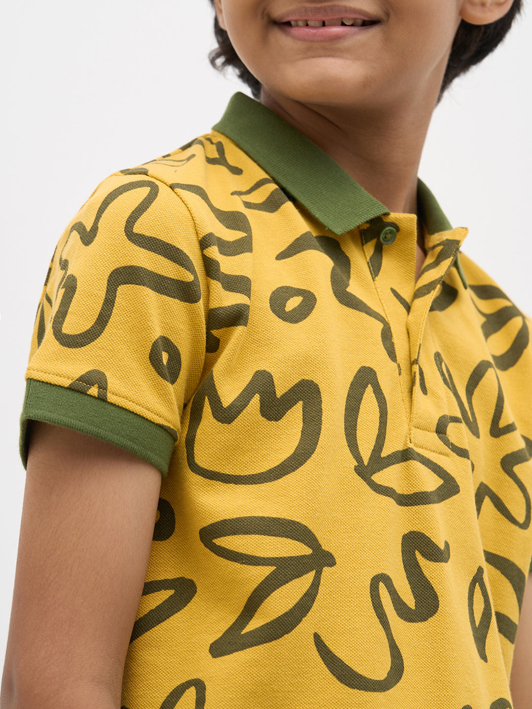Yellow Printed Cotton Polo