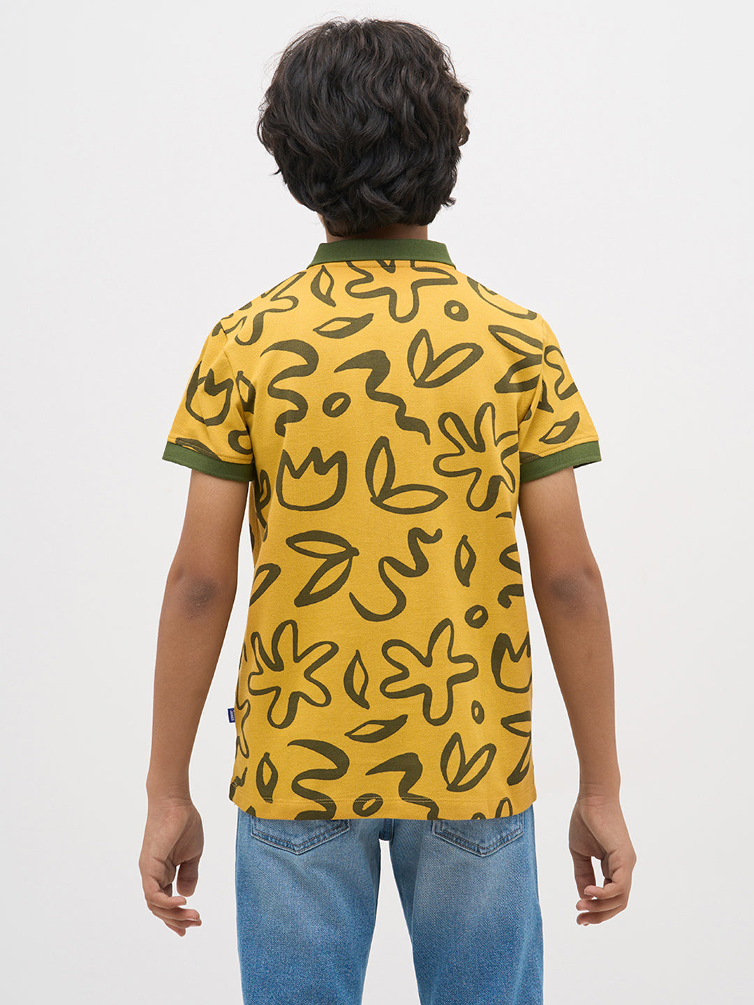 Yellow Printed Cotton Polo