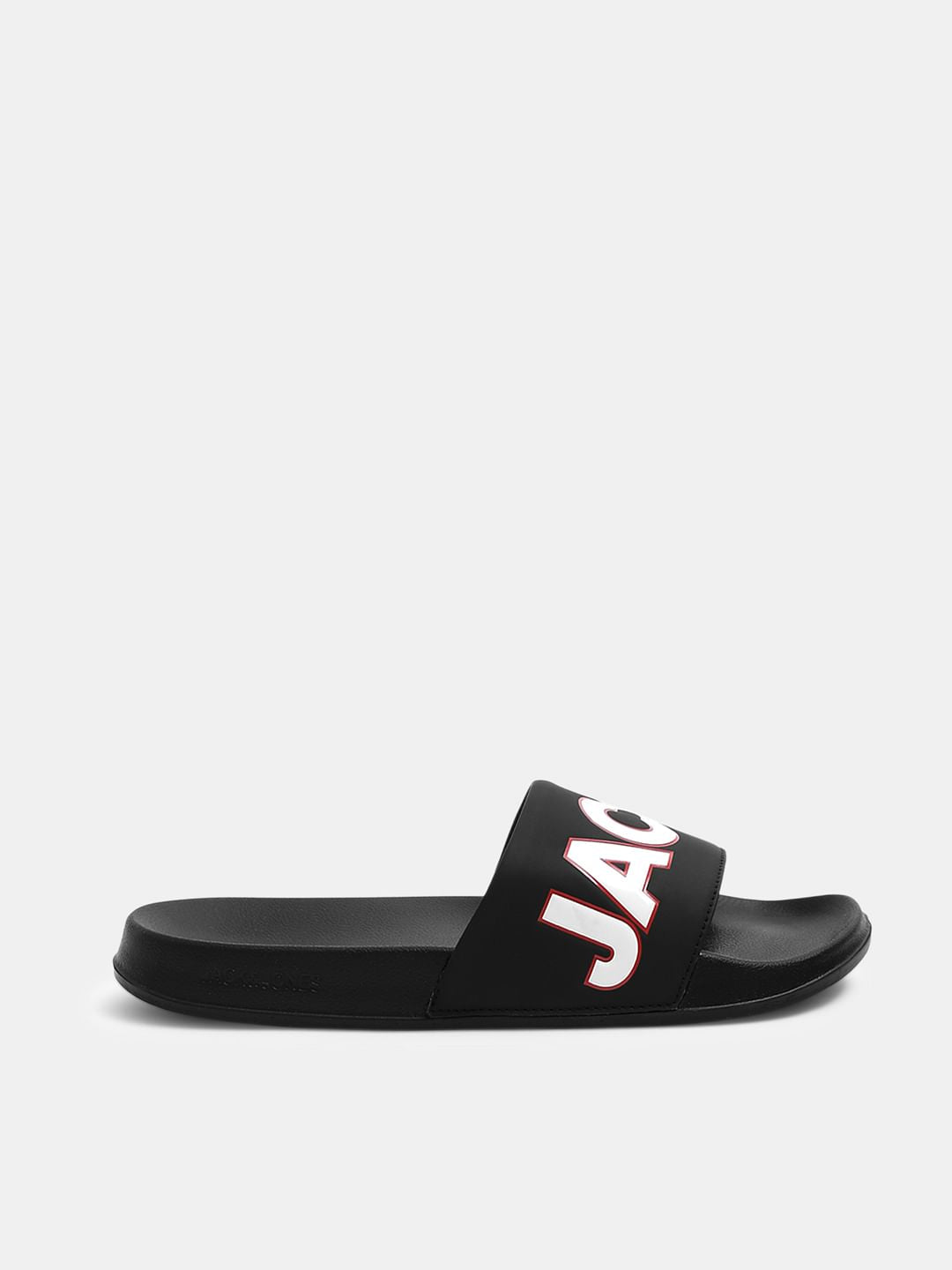 Black Contrast Logo PU Pool Sliders
