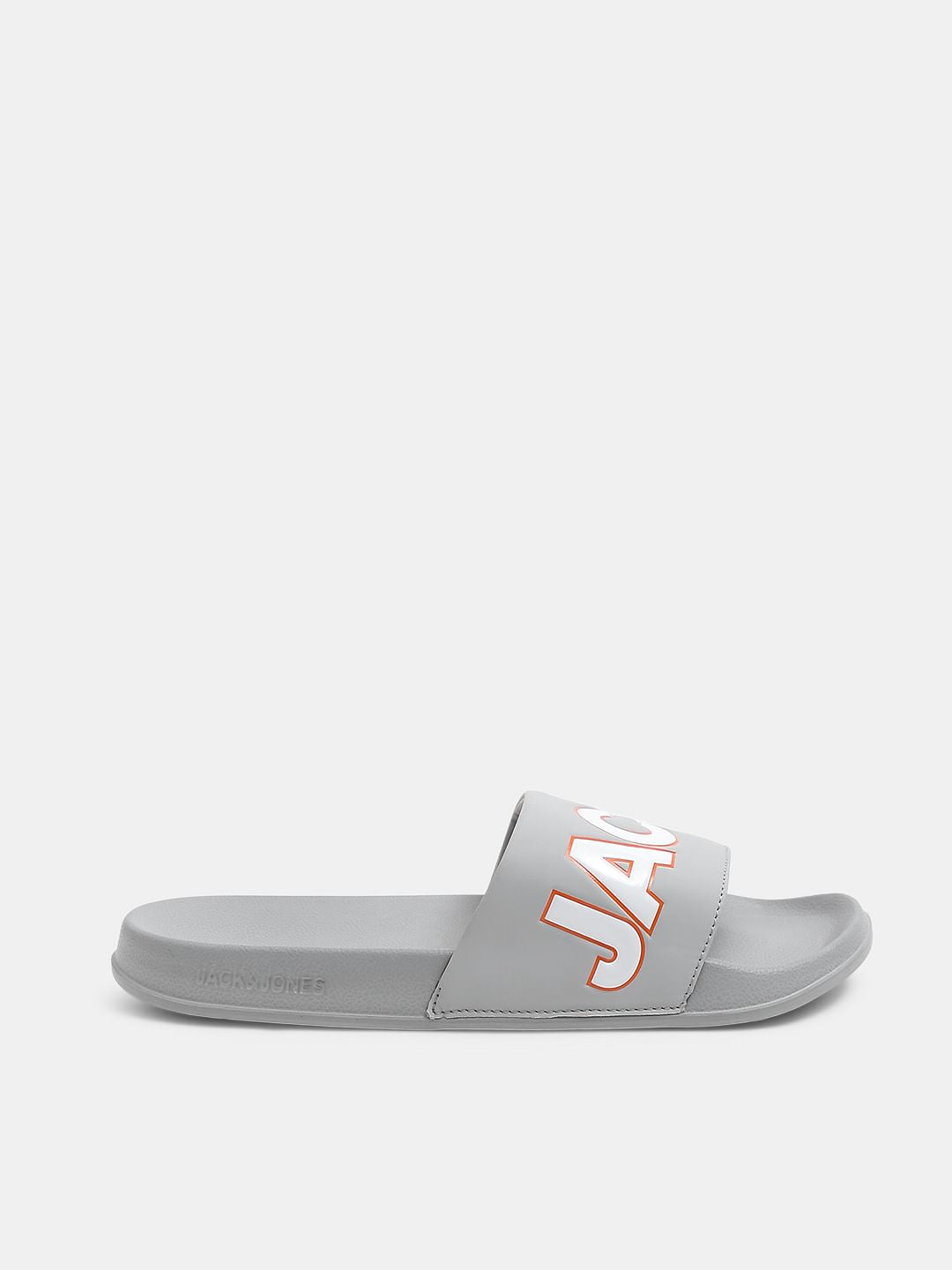 Grey Contrast Logo PU Pool Sliders