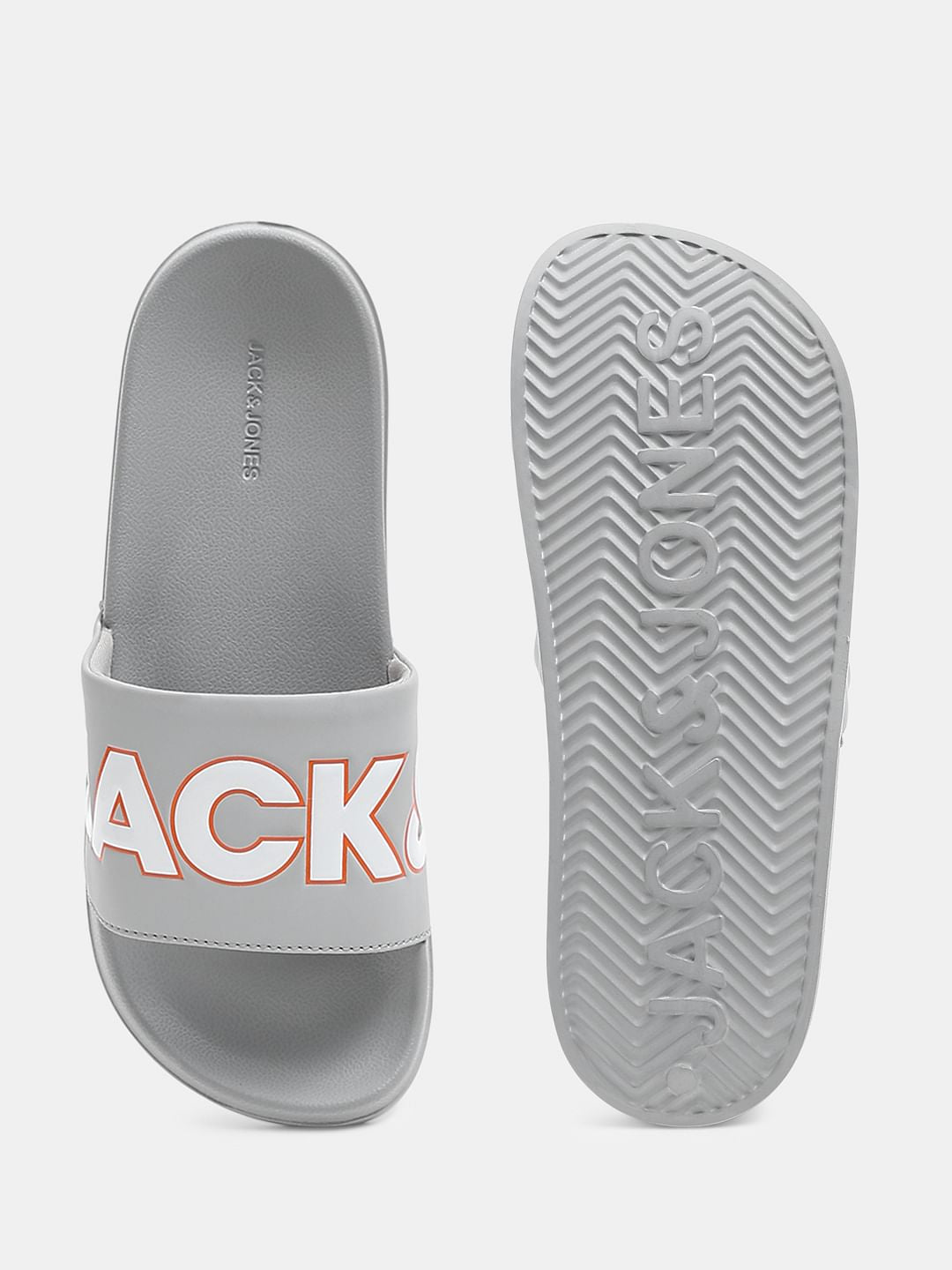 Grey Contrast Logo PU Pool Sliders