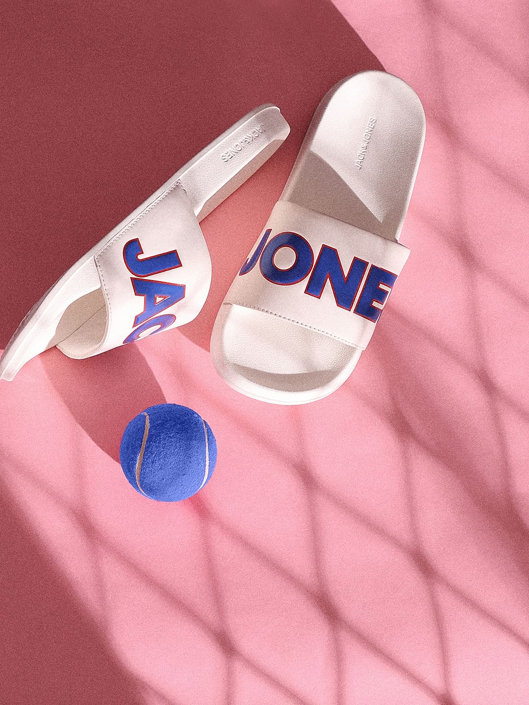 White Contrast Logo PU Pool Sliders