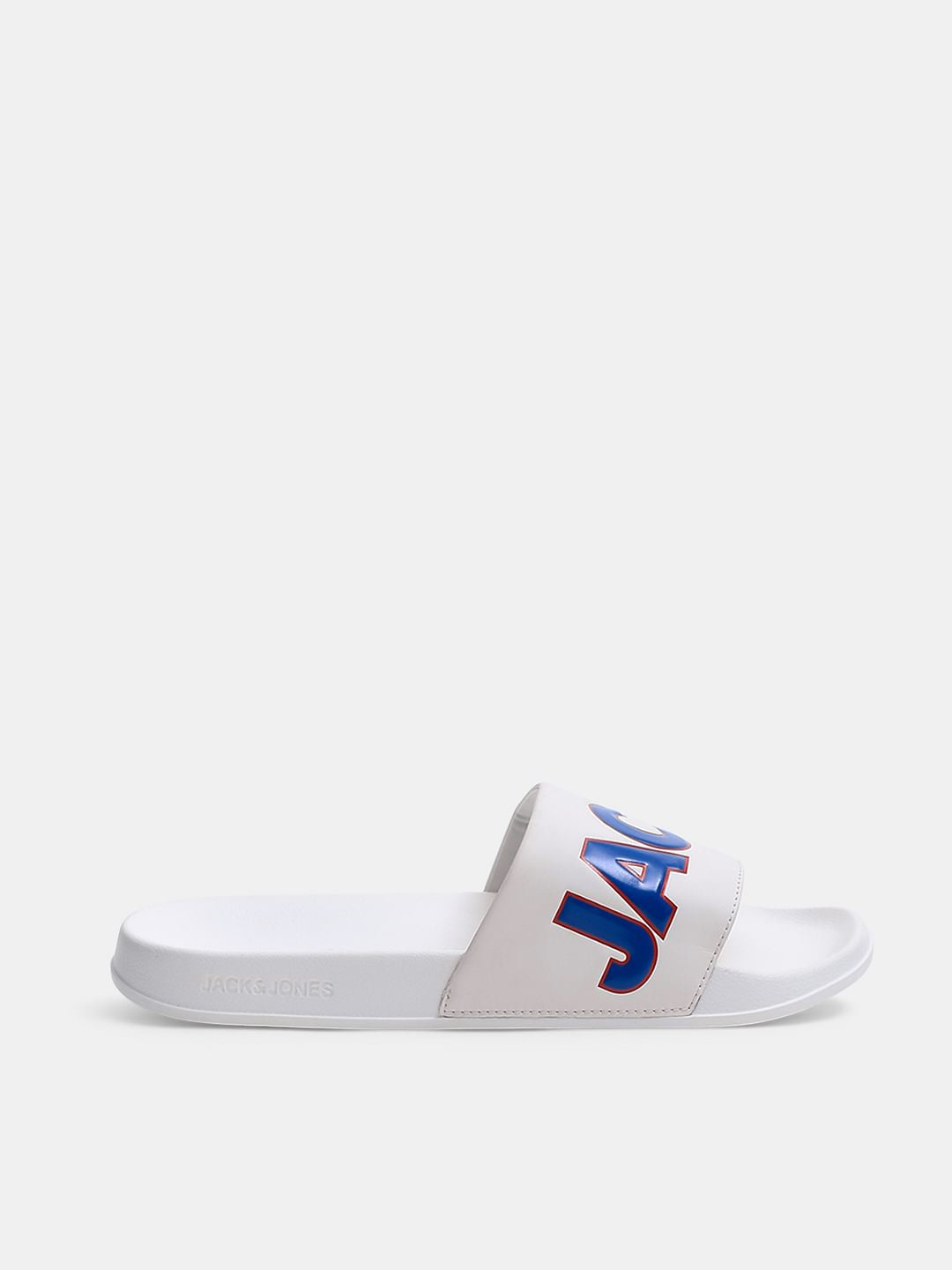 White Contrast Logo PU Pool Sliders